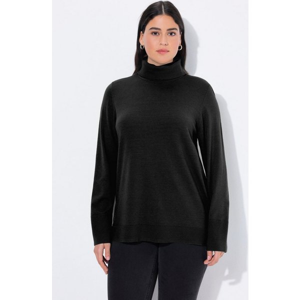 Ulla Popken Strickpullover Rollkragenpullover breite Rippbündchen Langarm