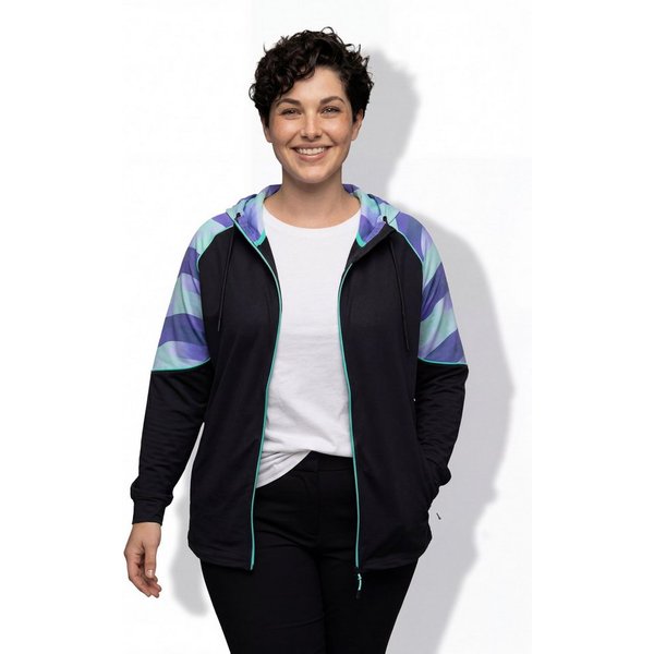 Ulla Popken Sweatjacke Light-Funktionsjacke Kapuze Daumenloch
