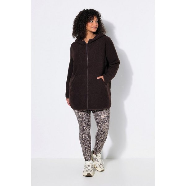 Ulla Popken Sweatjacke Longjacke Teddyfleece Kapuze Langarm hinten länger