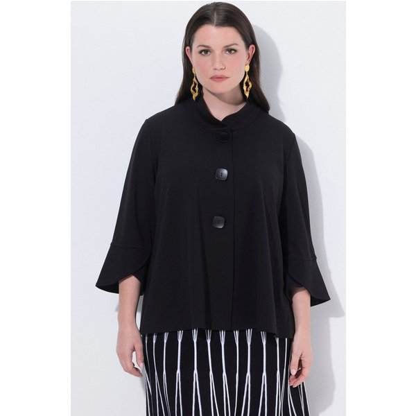 Ulla Popken Sweatjacke Punto-Sweatjacke weite A-Linie Stehkragen 3/4-Arm