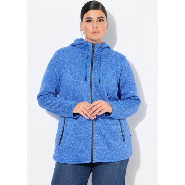 Ulla Popken Sweatjacke Strickfleece-Jacke Kapuze Reißverschlusstaschen