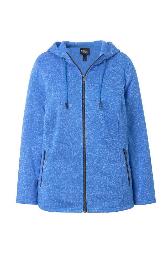 Ulla Popken Sweatjacke Strickfleece-Jacke Kapuze Reißverschlusstaschen – Bild 2 von 4
