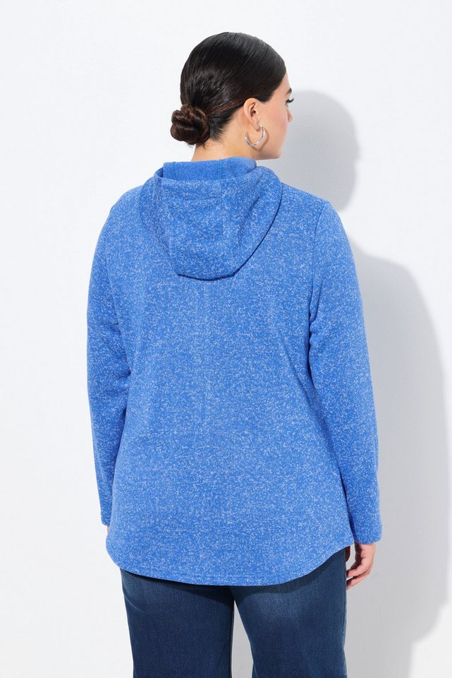 Ulla Popken Sweatjacke Strickfleece-Jacke Kapuze Reißverschlusstaschen – Bild 3 von 4
