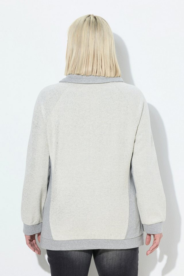 Ulla Popken Sweatshirt Sweatshirt Glitzereffekt Stehkragen Langarm – Bild 3 von 4