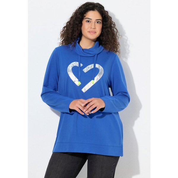 Ulla Popken Sweatshirt Sweatshirt Herz Stehkragen Langarm
