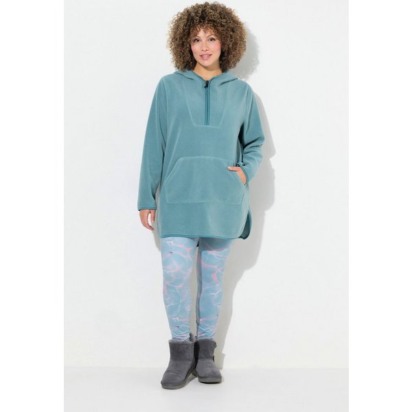 Ulla Popken Sweatshirt Long-Teddy-Fleecepullover Kapuze Zipper Langarm