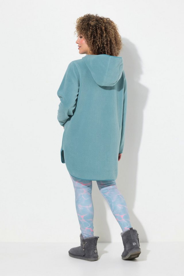 Ulla Popken Sweatshirt Long-Teddy-Fleecepullover Kapuze Zipper Langarm – Bild 3 von 4