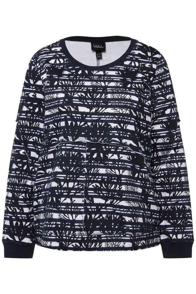 Ulla Popken Sweatshirt Sweatshirt offene Kanten Rundhals Langarm – Bild 2 von 4
