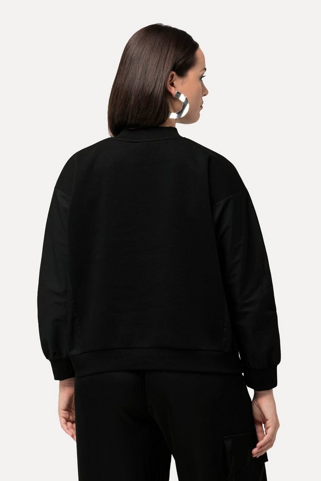 Ulla Popken Sweatshirt Sweatshirt Popeline-Einsatz Rundhals – Bild 3 von 4