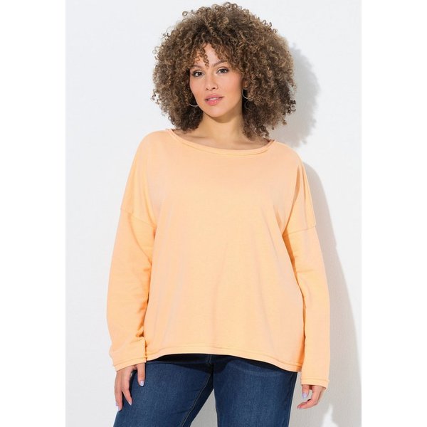 Ulla Popken Sweatshirt Sweatshirt Rollkanten Oversized Rundhals Langarm