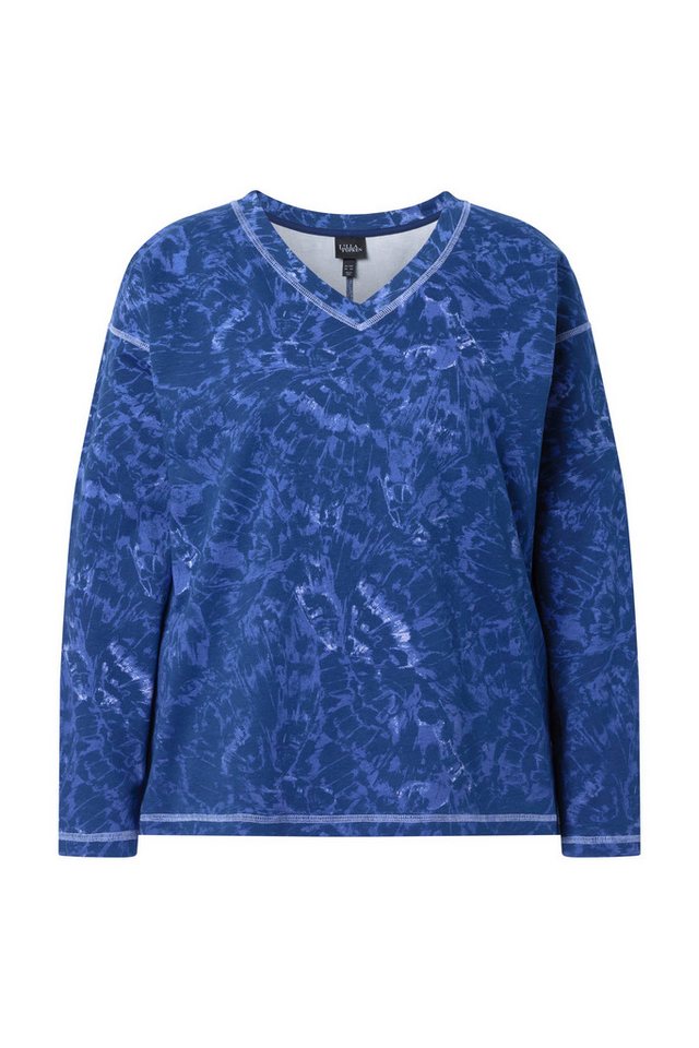 Ulla Popken Sweatshirt Sweatshirt Schmetterlinge V-Ausschnitt Langarm – Bild 2 von 4