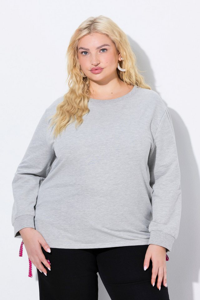Ulla Popken Sweatshirt Sweatshirt seitliche Raffbänder Rundhals Langarm – Bild 5 von 5
