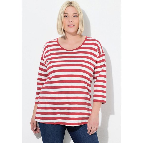 Ulla Popken T-Shirt Shirt Ringel Oversized Rundhals Langarm