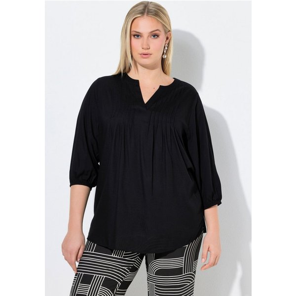 Ulla Popken Tunika Bluse Biesen Tunika-Ausschnitt 3/4-Ballonarm