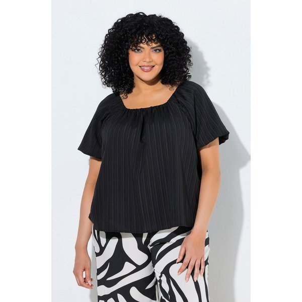 Ulla Popken Tunika Bluse Oversized Carmen-Ausschnitt Halbarm Futter
