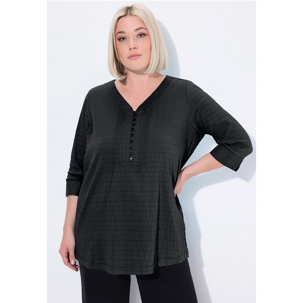 Ulla Popken Tunika Bubble-Tunika Biesen Herzausschnitt 3/4-Arm