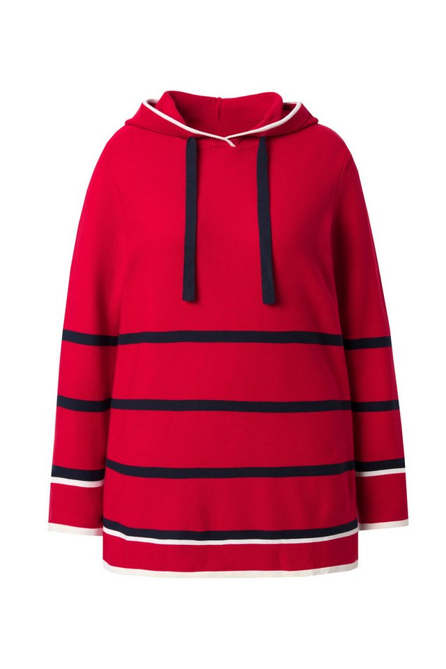 Ulla Popken Wollpullover Pullover Ringel Farbakzente Kapuze Langarm – Bild 2 von 4