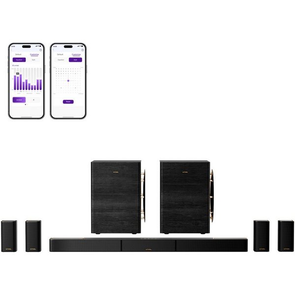 Ultimea Heimkinosystem Skywave X100 Dual Soundbar 9.2.6-Kanal-Surround-Sound Dolby Atmos & DTS:X (2000 W, Dualer 10'' Subwoofer, THX, 8K-HDR-Passthrough, heimki