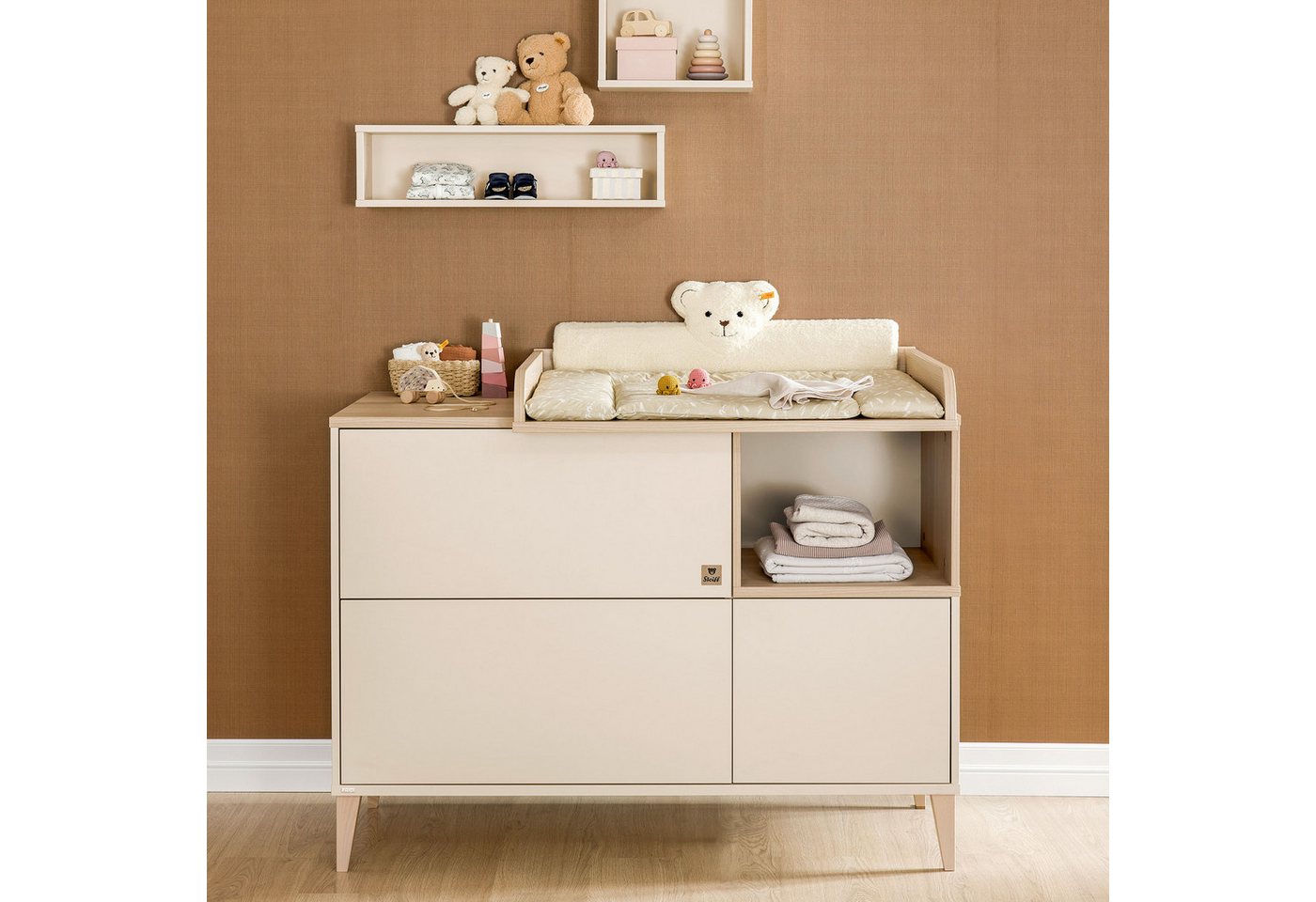 PAIDI Umbauseiten MILA & BEN Steiff by PAIDI, Plüsch-Teddybär, Kantenschutz, extra weich gepolstert, passt auf jede Wickelkommode, waschbar – Bild 2 von 4