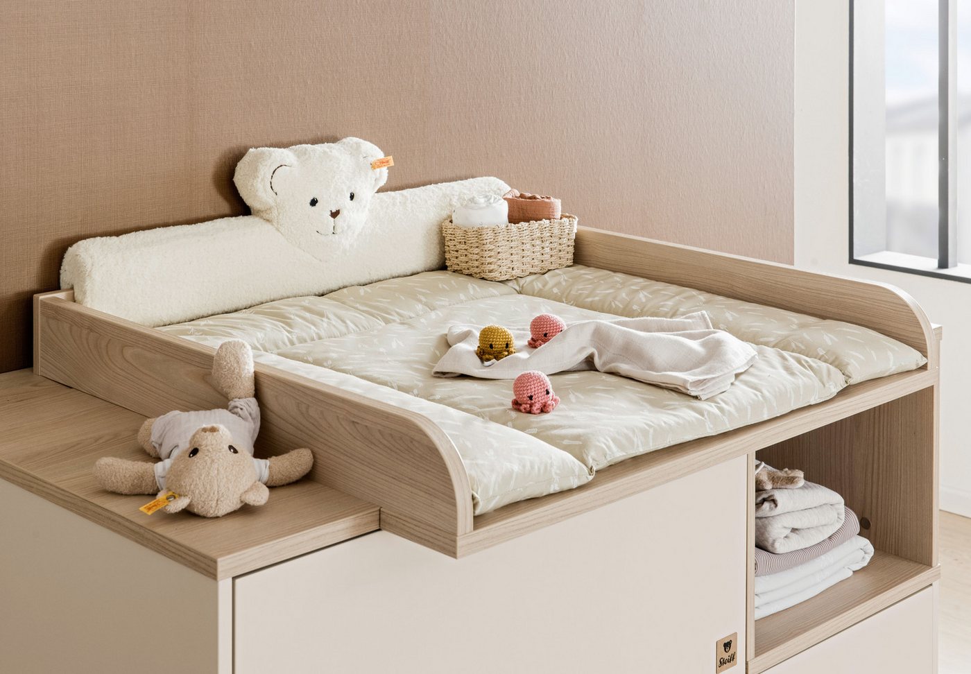 PAIDI Umbauseiten MILA & BEN Steiff by PAIDI, Plüsch-Teddybär, Kantenschutz, extra weich gepolstert, passt auf jede Wickelkommode, waschbar – Bild 3 von 4