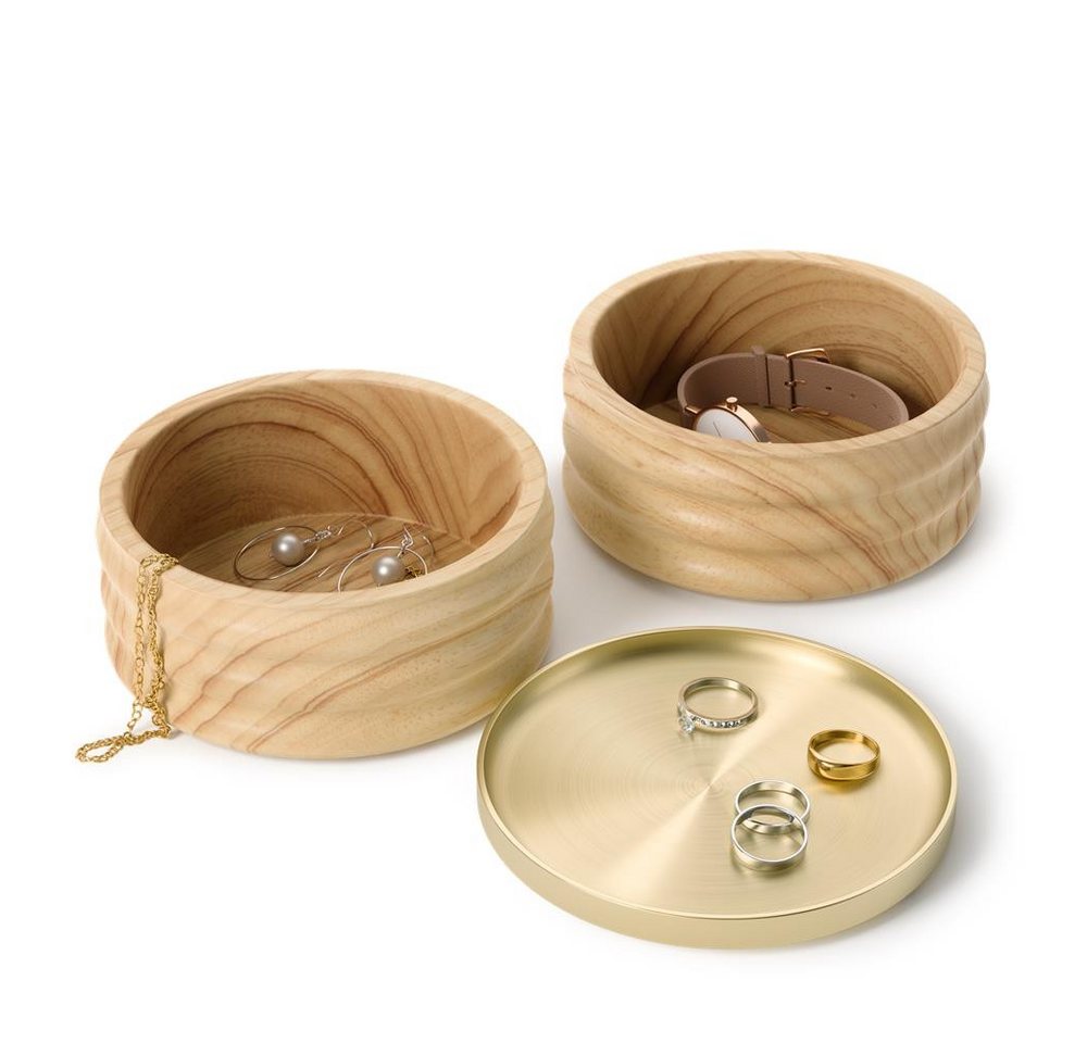 Umbra Aufbewahrungsbox Tesora, aus Holz, 13cm, stapelbare Schmuckdose – Bild 4 von 5