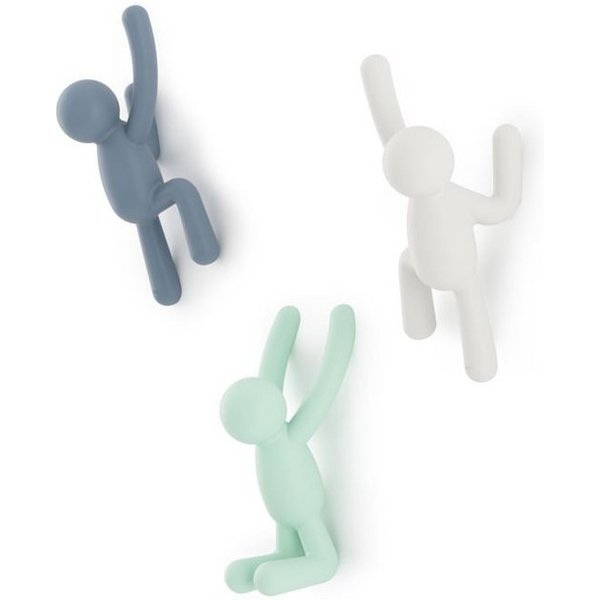 Umbra Wandhaken Buddy, 3er-Set in Pastell-Farben, Kletterfiguren, für Jacken, Schals, Taschen