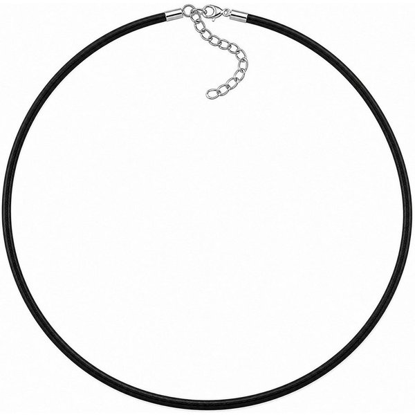 unbespielt Collier Kautschukkette 3 mm schwarz 45 cm mit Karabinerverschluss, Modeschmuck für Damen und Herren