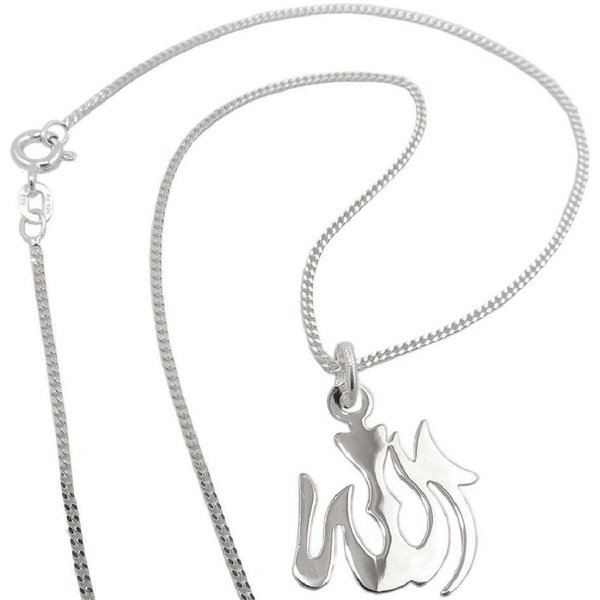 unbespielt Kette mit Anhänger Allah Symbol mit Silberkette 18 x 15 mm Länge Kette 50 cm, Silberschmuck für Damen und Herren
