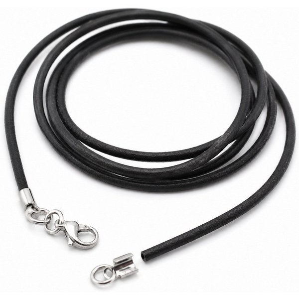 unbespielt Lederband Lederband Schwarz Karabinerverschluss Silberfarben Länge 1m kürzbar, Modeschmuck für Damen und Herren
