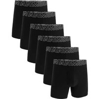 UNDER ARMOUR Herren Boxershorts, 6er Pack - Performance Cotton Boxer Briefs- Solid 6 in, Stretch, Baumwollmischung, Größe 2XL in Schwarz