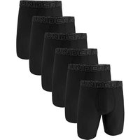 UNDER ARMOUR Herren Lange Boxershorts, 6er Pack - Performance Tech Mesh Long Boxer - Solid 9 in, Stretch, einfarbig, Größe 2XL in Schwarz