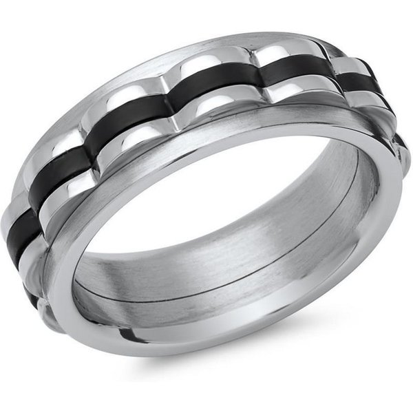 Unique Fingerring Anti Stress Ring mit Spinning Tool und schwarzen Details R5047