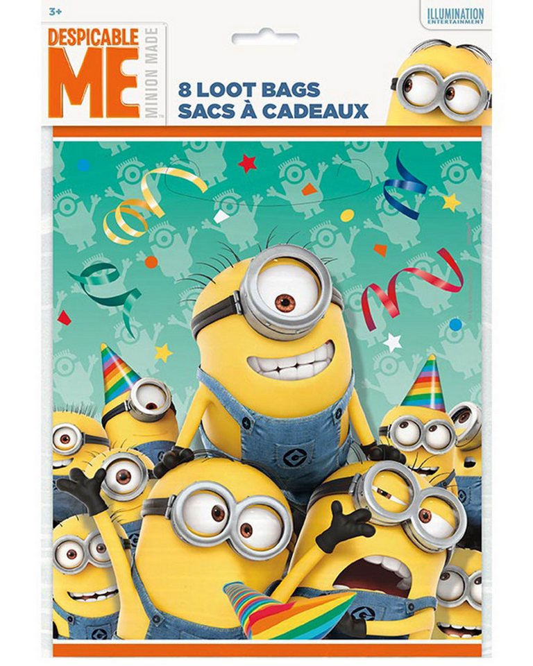 Unique Industries Inc. Geschenkpapier 'Minions' Deko, 8 Geschenktüten 22x18cm – Bild 2 von 2