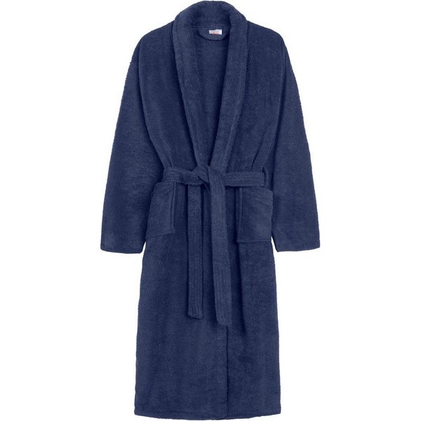 hip Unisex-Bademantel Hip Bathrobe uni - Blue, Midilänge, Walkfrottee, Schalkragen, Gürtel, Schalkragen, Gürtel, Taschen, Baumwolle, Frottee, Weich