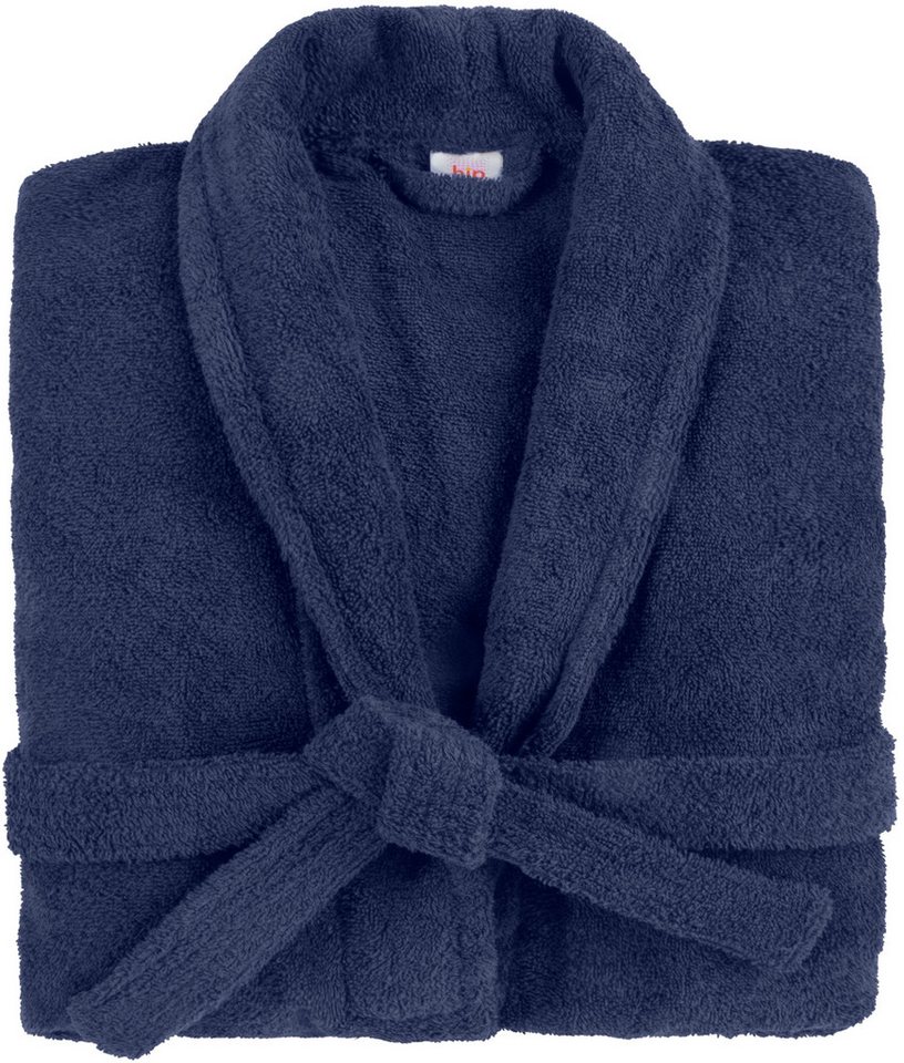 hip Unisex-Bademantel Hip Bathrobe uni - Blue, Midilänge, Walkfrottee, Schalkragen, Gürtel, Schalkragen, Gürtel, Taschen, Baumwolle, Frottee, Weich – Bild 2 von 4