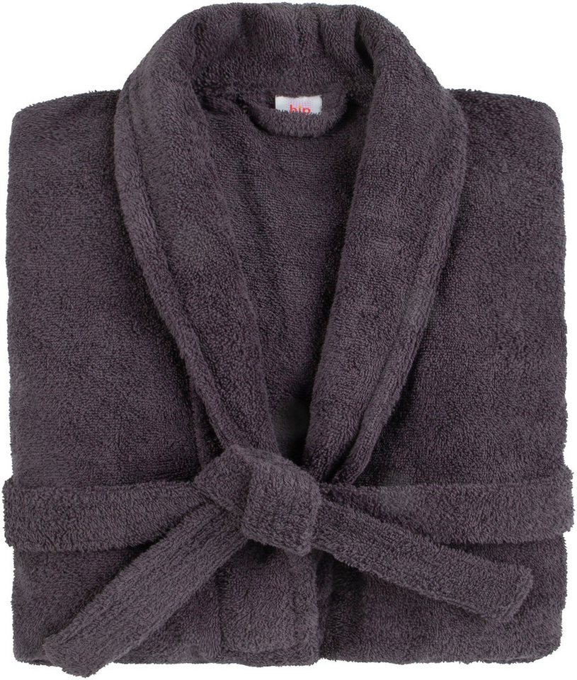 hip Unisex-Bademantel Hip Bathrobe uni - Blue, Midilänge, Walkfrottee, Schalkragen, Gürtel, Schalkragen, Gürtel, Taschen, Baumwolle, Frottee, Weich – Bild 2 von 4