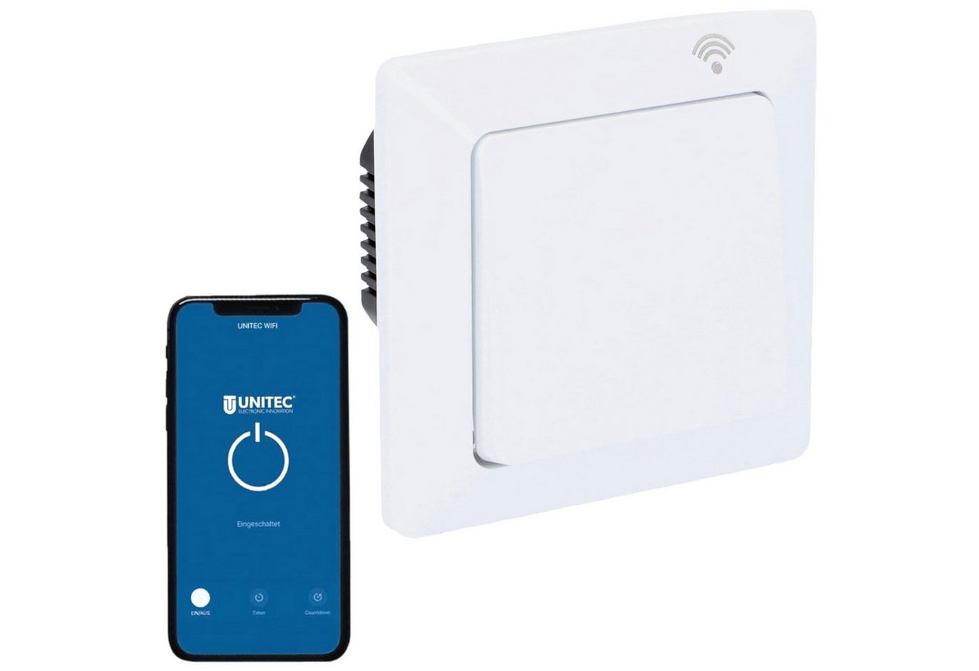 UNITEC WLAN-Steuerungsmodul WLAN Smart Schalter Set mit Modul WiFi Weiß, für Innen, Set, 1x WLAN Schalter mit Modul, Lichtschalter Schaltmodul Dose für Alexa He – Bild 2 von 5