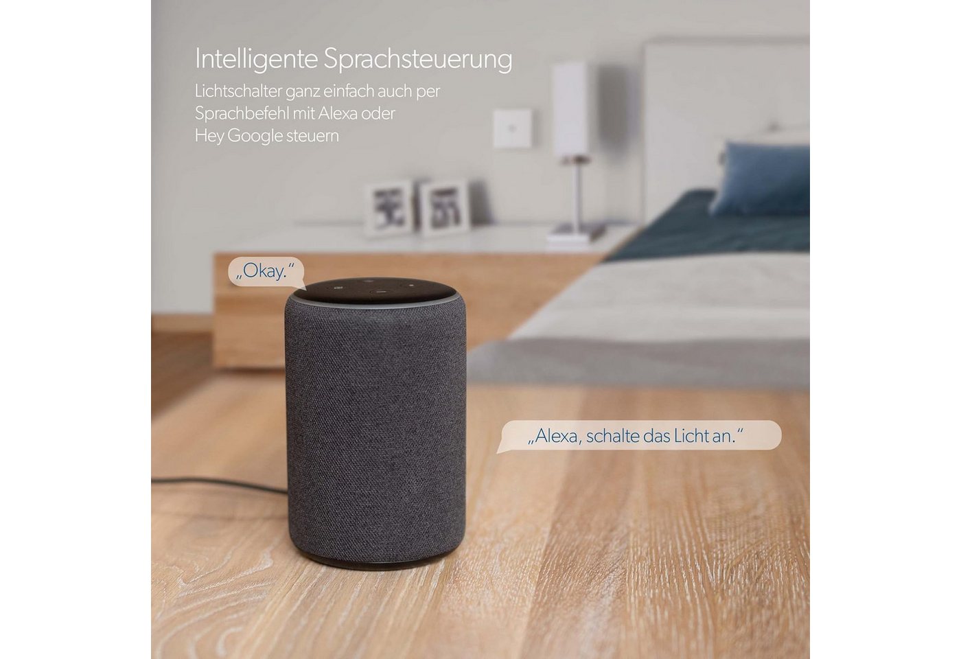 UNITEC WLAN-Steuerungsmodul WLAN Smart Schalter Set mit Modul WiFi Weiß, für Innen, Set, 1x WLAN Schalter mit Modul, Lichtschalter Schaltmodul Dose für Alexa He – Bild 3 von 5