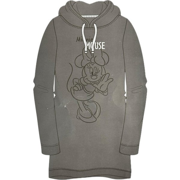 United Labels® Kapuzenpullover Minnie Mouse Kapuzenpullover lang - Sweatkleid für Damen Grau Gr. M