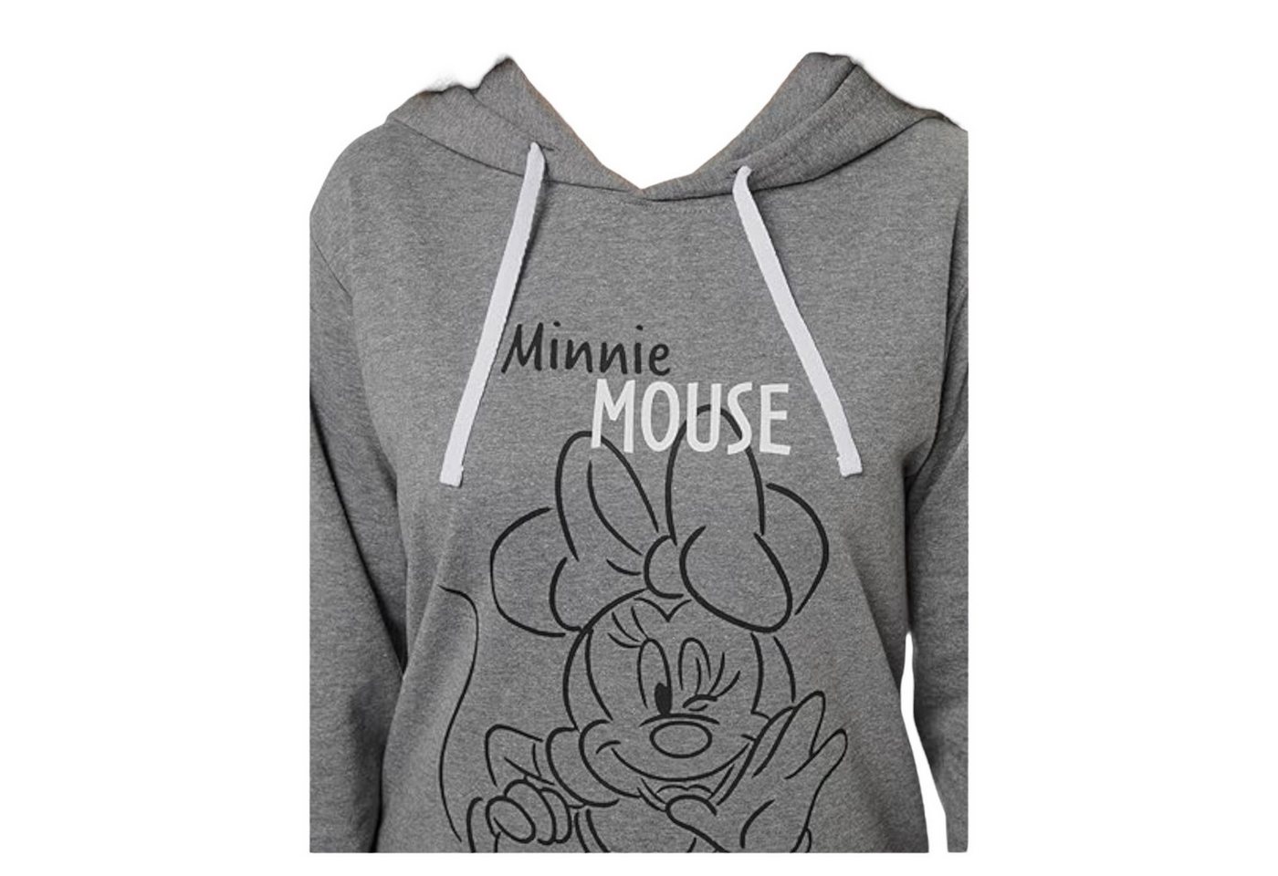 United Labels® Kapuzenpullover Minnie Mouse Kapuzenpullover lang - Sweatkleid für Damen Grau Gr. M – Bild 2 von 3
