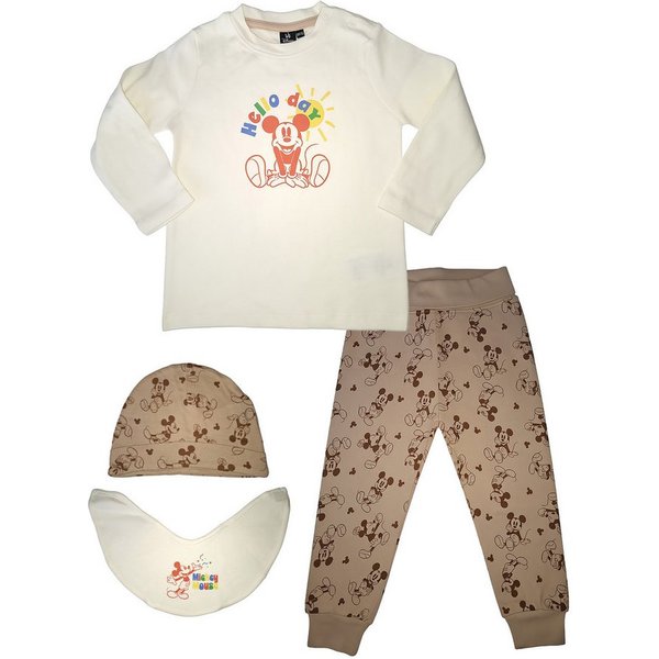 United Labels® Shirt & Hose Mickey Mouse Baby Set Pullover, Hose, Mütze und Halstuch 4-Teiler