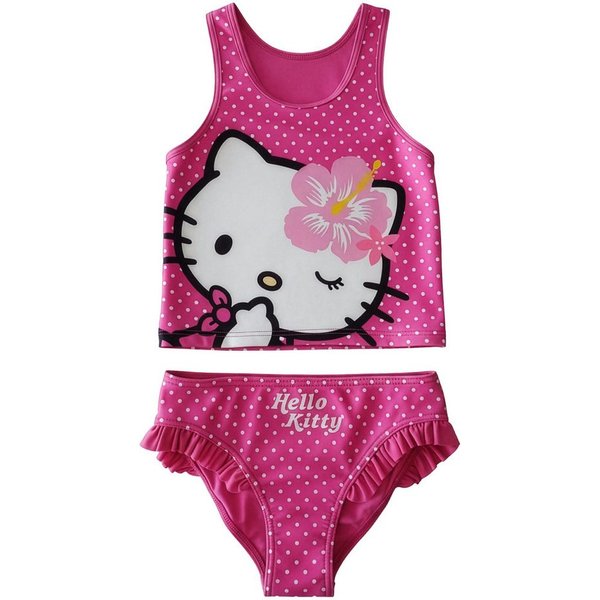 United Labels® Tankini Hello Kitty Tankini Badeanzug mit Rüschen Zweiteiler Schwimmanzug
