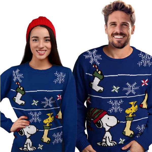 United Labels® Weihnachtspullover Peanuts Snoopy, Woodstock und Socken - Ugly Sweater Winterpulli