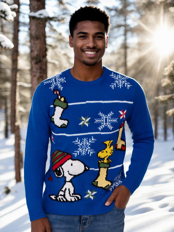 United Labels® Weihnachtspullover Peanuts Snoopy, Woodstock und Socken - Ugly Sweater Winterpulli – Bild 3 von 5
