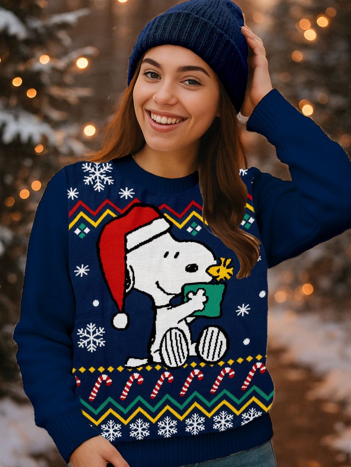 United Labels® Weihnachtspullover The Peanuts Snoopy Winterpullover Winter Strick Pullover Ugly Sweater – Bild 2 von 5