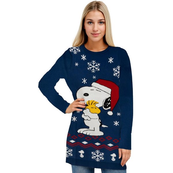 United Labels® Weihnachtspullover The Peanuts Snoopy Strickkleid Warm Kisses Winter Strick Kleid
