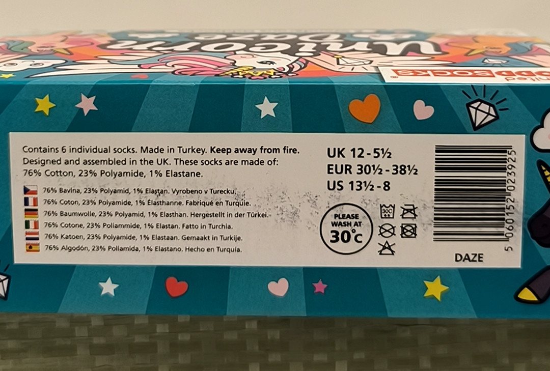 United Oddsocks Freizeitsocken Einhorn und Regenbogen Oddsocks Socken in 30,5-38,5 im 6er Set – Bild 3 von 5