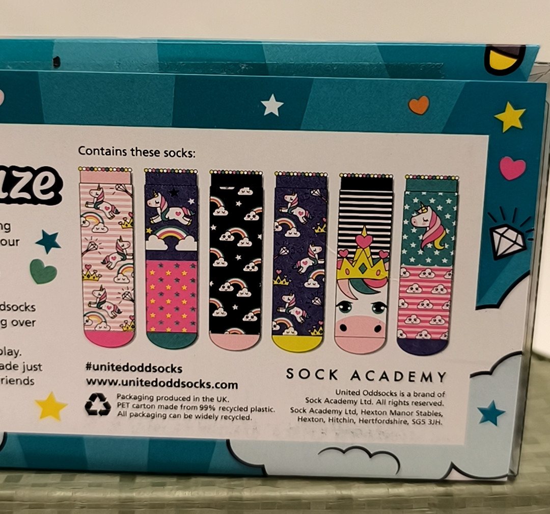 United Oddsocks Freizeitsocken Einhorn und Regenbogen Oddsocks Socken in 30,5-38,5 im 6er Set – Bild 4 von 5