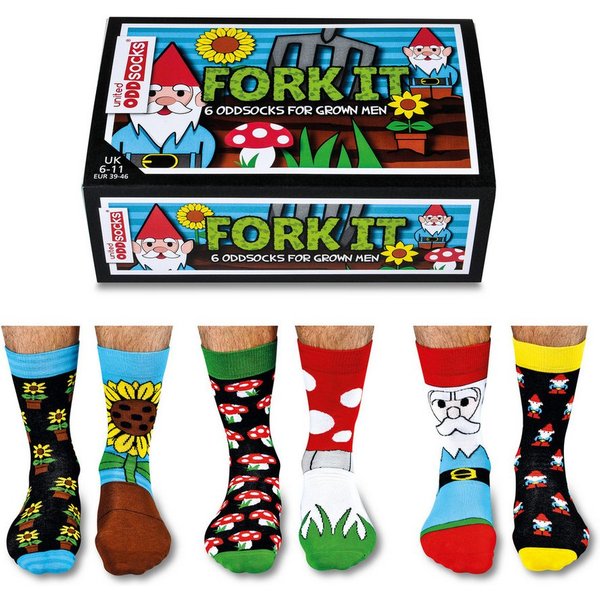 United Oddsocks Freizeitsocken Verrückte Socken Oddsocks Fork It für Männer im 6er Set