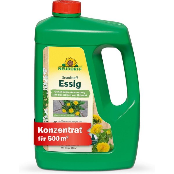 Neudorff Unkrautbekämpfungsmittel Neudorff Grundstoff Acetum Essig 3 l (Konzentrat), 1 St., Für bis zu 500 m² bei Einzelpflanzenbehandlung, 3 Liter Konzentrat e